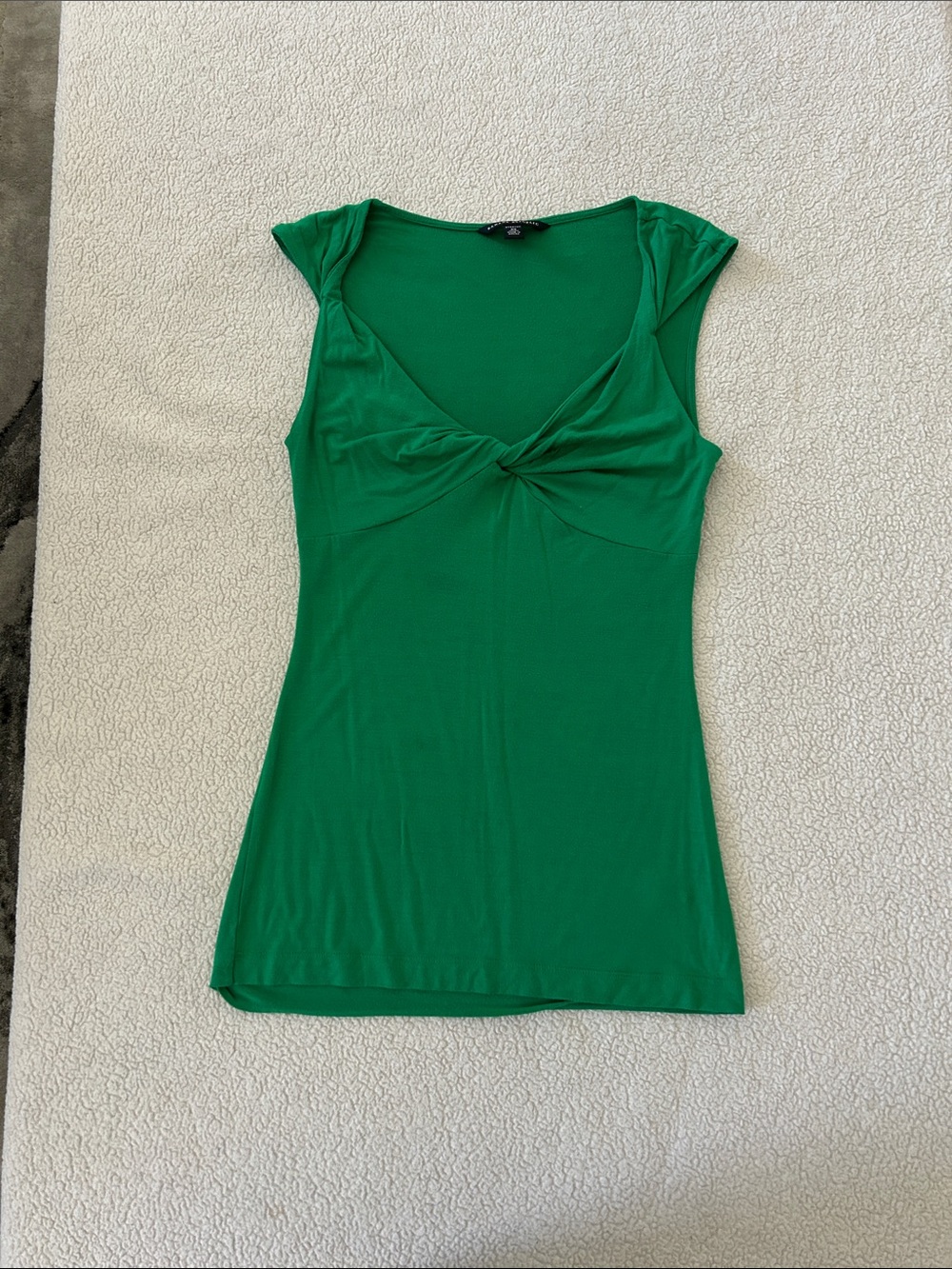 Banana Republic Green Twist Front Stretch Top XS Cap Sleeve